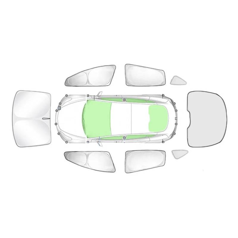 Sonnenblende Sonnenschutz Aus Silberbeschichtetem Stoff Für Tesla Für Modell 3 Y 2020-2023 Seitenfenster-Sichtschutz-Sonnenschutz Für Camping Autofenster(8PCS M-Y) von LKRGBXA