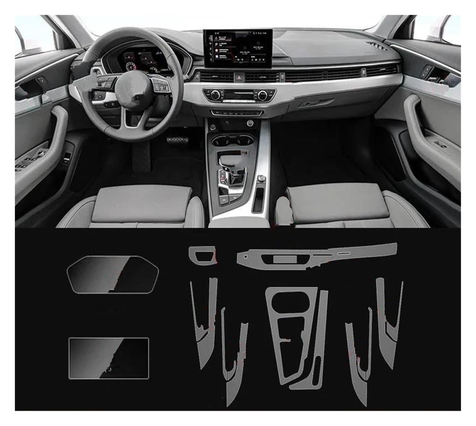 Zubehör Interieur Getriebe Panel Dashboard Navigation Automotive Innen Schutz Film TPU Transparent Anti-Kratzer Für A4 B9 2020 2021 2022 2023 Auto Innenraum(StyleD) von LKRGBXA