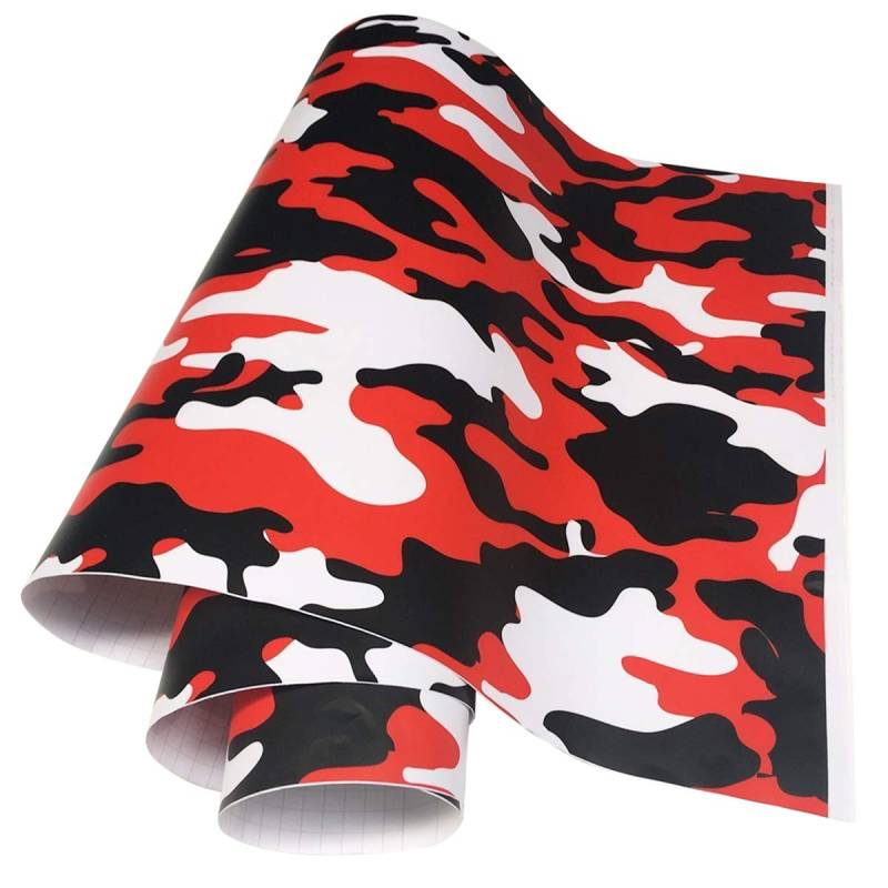 LKXHarleya Rot Camo Autofolie Aufkleber Adhesive Auto Vinylfolie Fahrzeug Lackschutzfolie Tarnung Vinyl Aufkleber für Auto Bike Motorrad Boot Laptop, 50x500cm von LKXHarleya