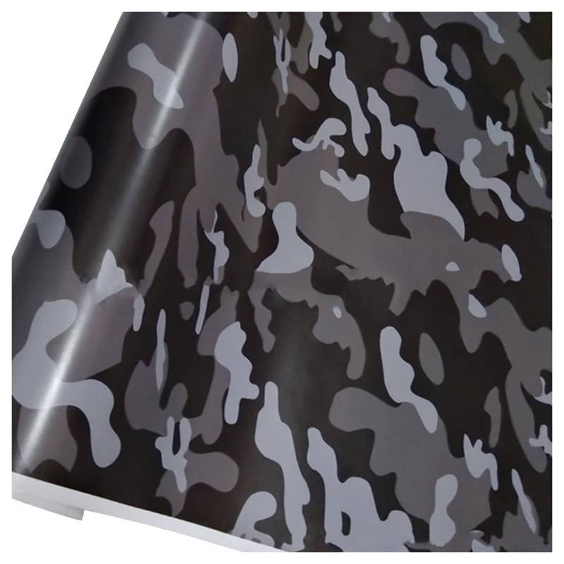 LKXHarleya Selbstklebende, blasenfreie Aufkleber zum Ändern der Karosseriefarbe, 20 x 152 cm, Camouflage-Vinylfolie für die Innen- und Außendekoration, Grau Schwarz Weiß3 von LKXHarleya