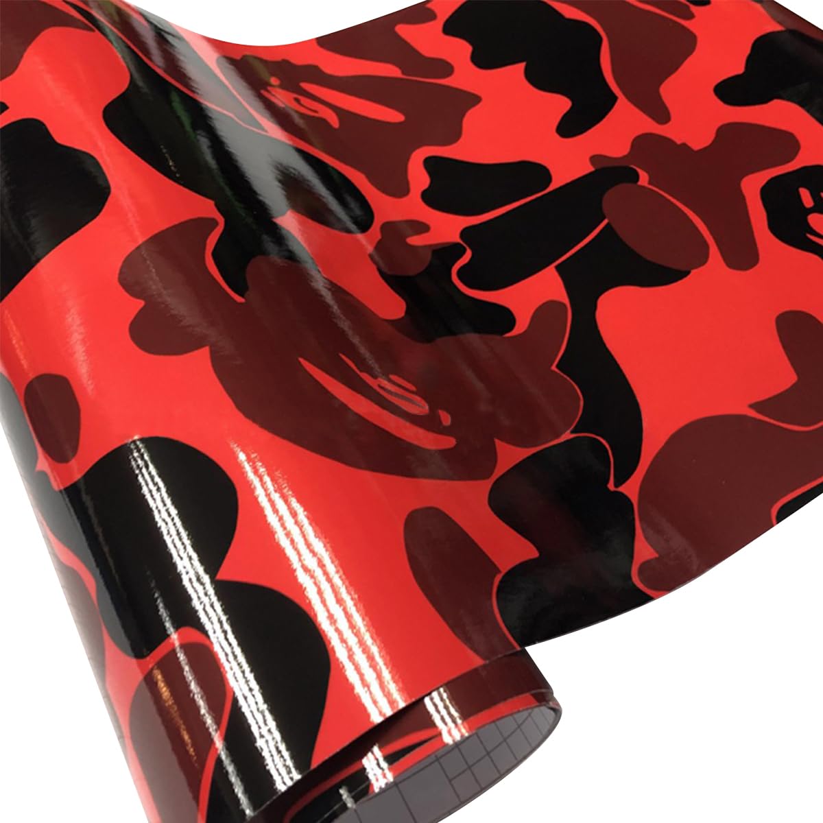 LKXHarleya Selbstklebende, blasenfreie Aufkleber zum Farbwechsel der Karosserie, 20 cm x 152 cm, Camouflage-Vinylfolie für die Innen- und Außendekoration, Rot Schwarz Braun2 von LKXHarleya