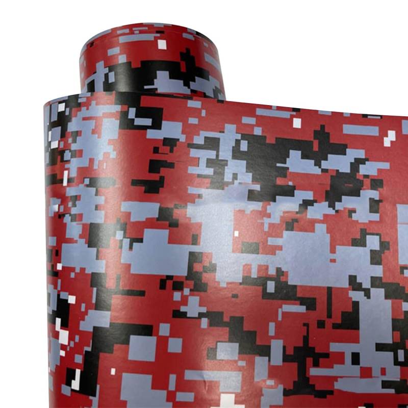 LKXHarleya Selbstklebende, blasenfreie Aufkleber zum Farbwechsel der Karosserie, 30 x 152 cm, Camouflage-Vinylfolie für die Innen- und Außendekoration von Fahrzeugen zum Selbermachen, Rot, Digital von LKXHarleya