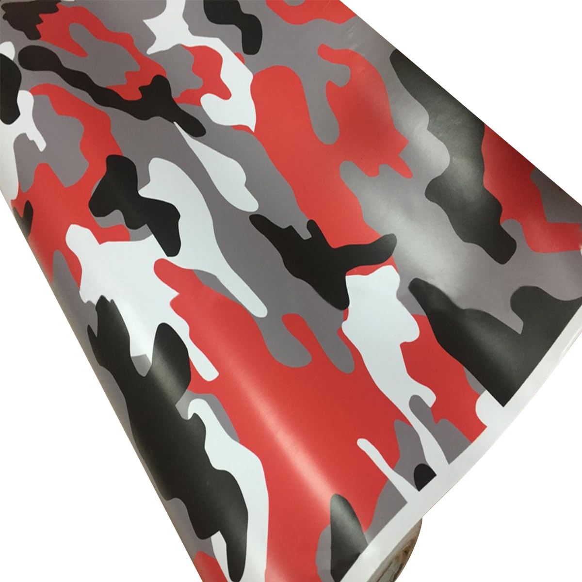 LKXHarleya Selbstklebende, blasenfreie Aufkleberrolle zum Ändern der Karosseriefarbe, 20 cm x 152 cm, Camouflage-Vinyl-Wrap-Folie für Fahrzeuge, DIY-Innen- und Außendekoration, Rot Schwarz Weiß von LKXHarleya