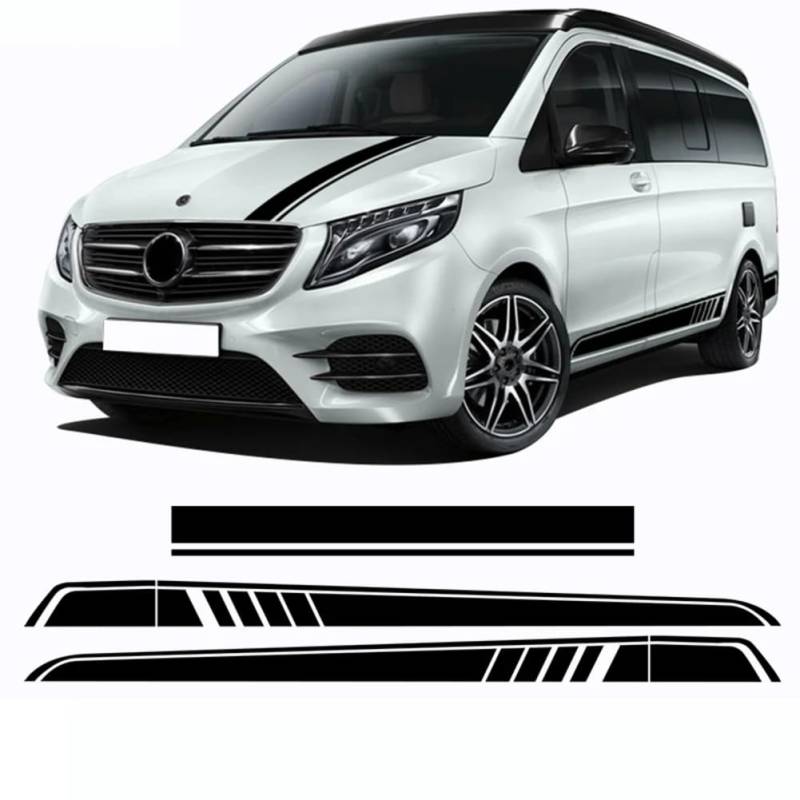 3-teiliges Auto-Motorhauben-Aufkleber-Seitenstreifen-Rock-Aufkleber, für M=ercedes B=ENZ V-Klasse W447 Vito Viano 2014-heute AMG-Zubehör von LLCINNORM