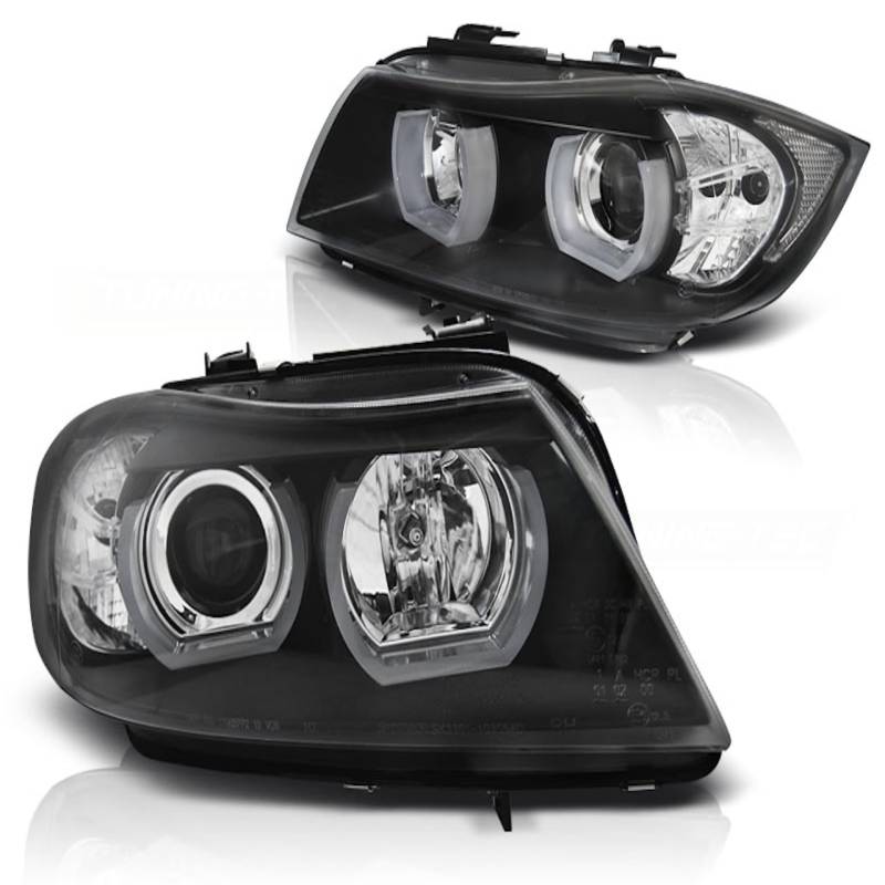 3D LED Angel Eyes Scheinwerfer kompatibel mit BMW 3er E90/E91 05-08 schwarz von LLCTOOLS