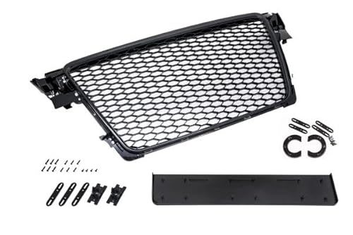 Kühlergrill Frontgrill Wabengrill kompatibel mit A4 B8 8K Grill ohne Emblem Schwarz Glanz von LLCTOOLS