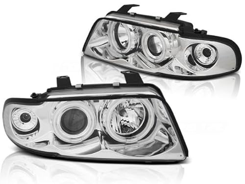 LED Angel Eyes Scheinwerfer kompatibel mit A4 B5 94-98 chrom CCFL nicht passend bei Fahrzeugen mit werkseitigem Xenon von LLCTOOLS