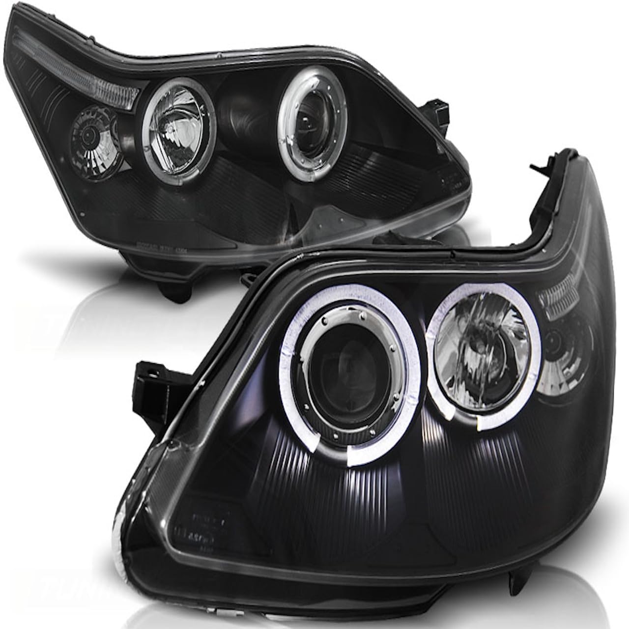 LED Angel Eyes Scheinwerfer kompatibel mit Citroen C4 04-10 schwarz von LLCTOOLS