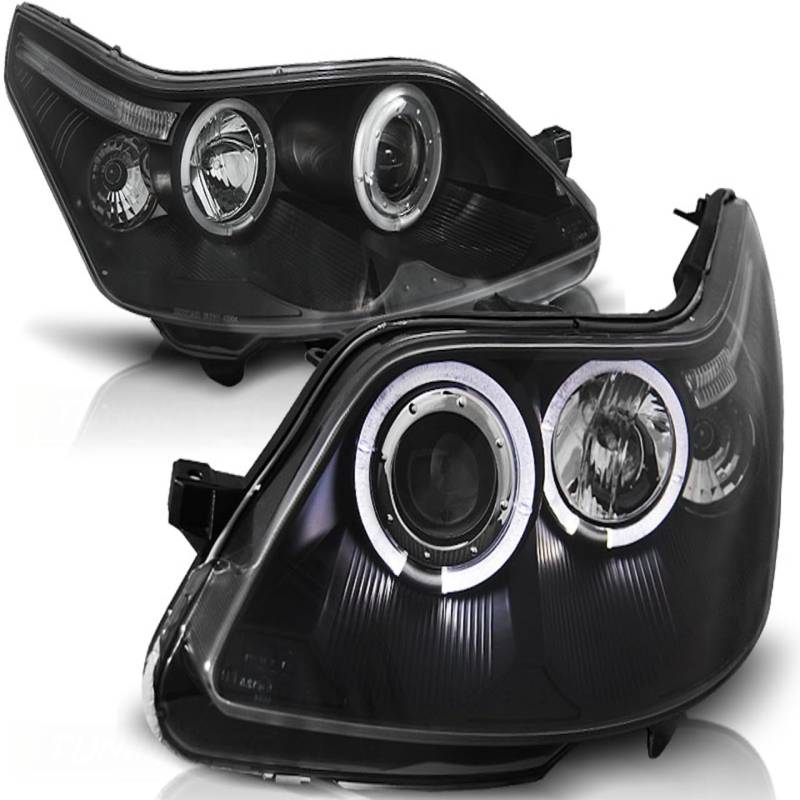 LED Angel Eyes Scheinwerfer kompatibel mit Citroen C4 04-10 schwarz von LLCTOOLS