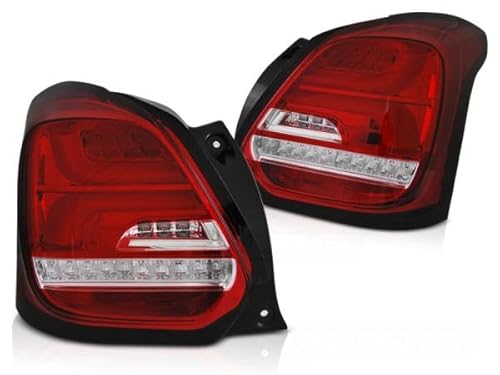 LED Lightbar Rückleuchten Rot/Chrom dynamischer Blinker kompatibel mit Suzuki Swift V (AZ) Bj. 03/2017- nur passend bei Fahrzeugen mit werkseitigen LED Rückleuchten von LLCTOOLS