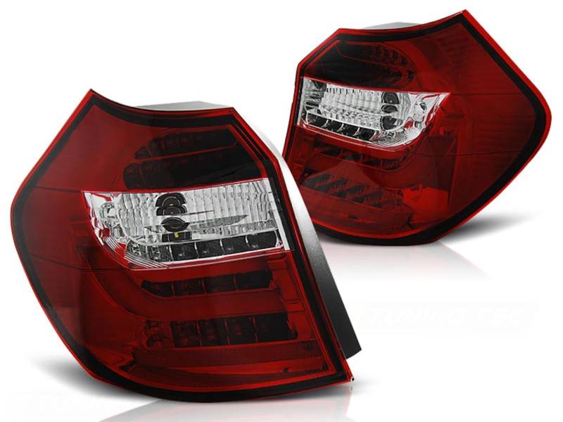 LED Lightbar Rückleuchten Rot/Chrom kompatibel mit BMW 1er E87 Bj. 09/2004-03/2007 nicht passend für das Facelift von LLCTOOLS