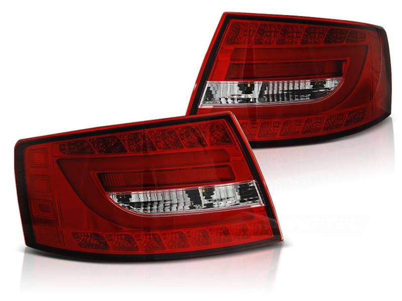 LED Lightbar Rückleuchten für Audi A6 C6 4F Limo Bj. 04-08 Rot/Chrom 7-PIN von LLCTOOLS