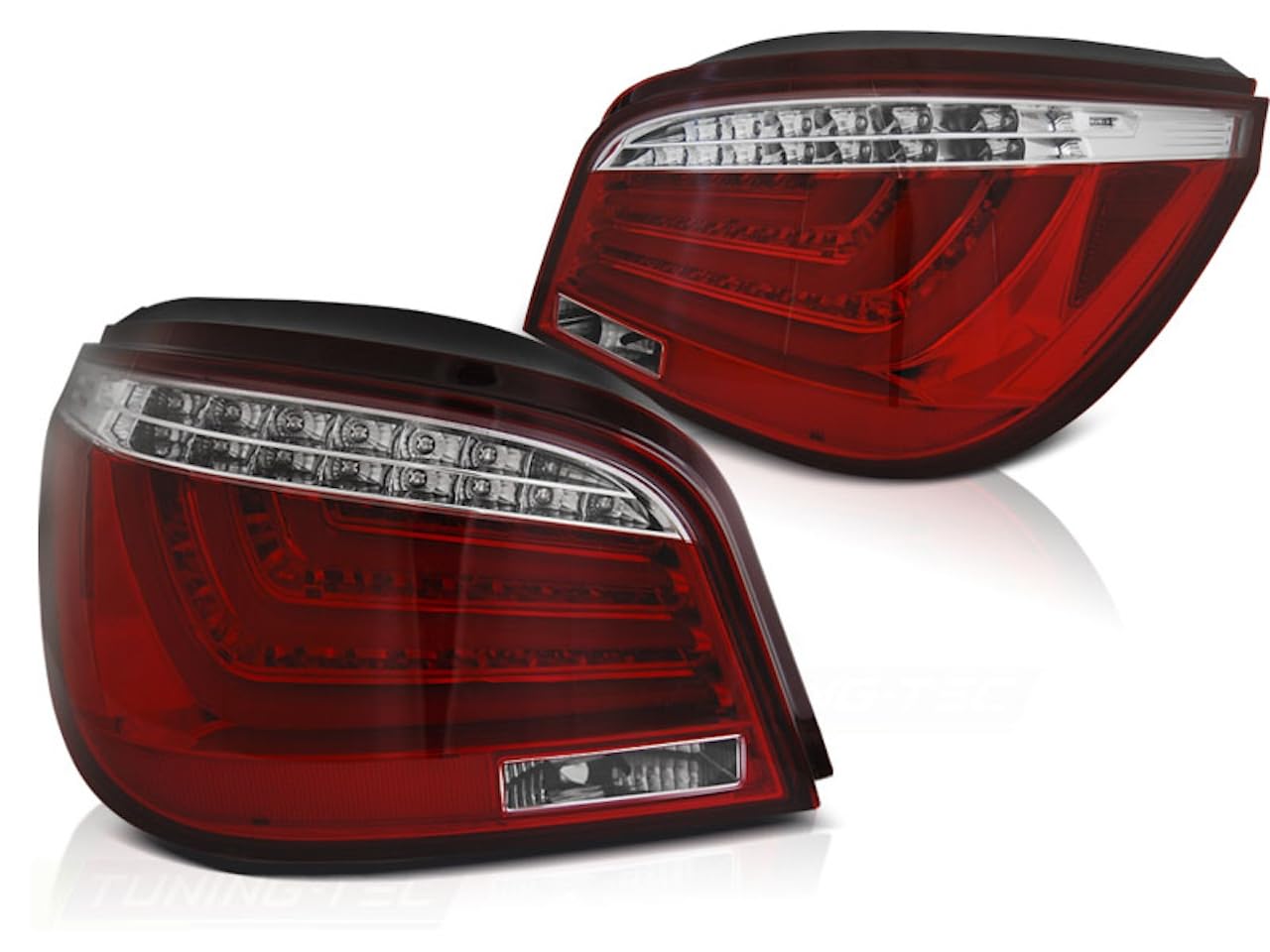 LED Lightbar Rückleuchten kompatibel mit BMW E60 LCI Limo Bj. 03/2007-05/2010 Rot/Chrom von LLCTOOLS