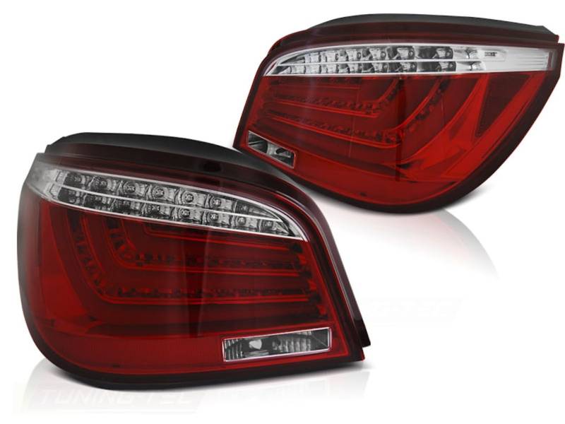 LED Lightbar Rückleuchten kompatibel mit BMW E60 Limo Bj. 07/2003-03/2007 Rot/Chrom von LLCTOOLS