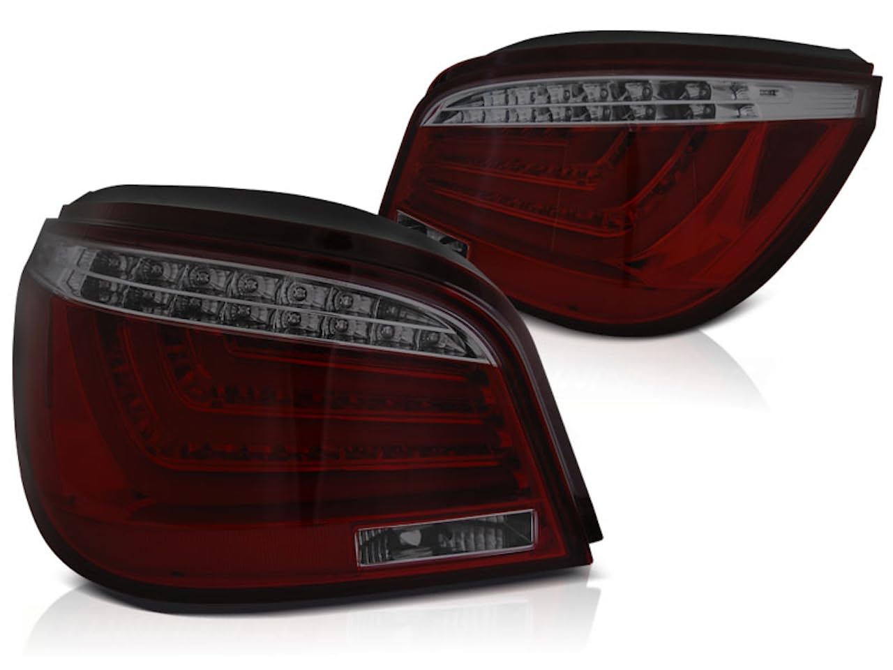 LED Lightbar Rückleuchten kompatibel mit BMW E60 Limo Bj. 07/2003-03/2007 Rot/Smoke von LLCTOOLS