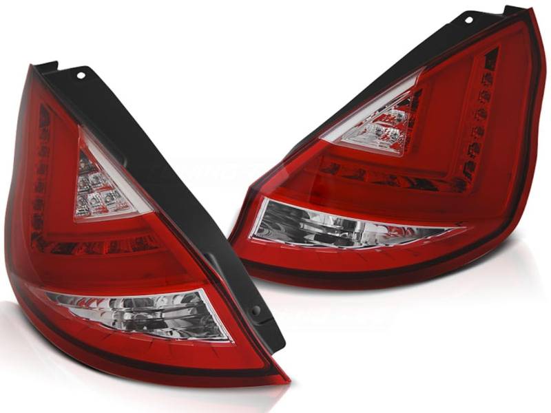 LED Lightbar Rückleuchten kompatibel mit Ford Fiesta MK7 (3 und 5 Türer) Bj. 01/2013-03/2017 Rot/Chrom von LLCTOOLS