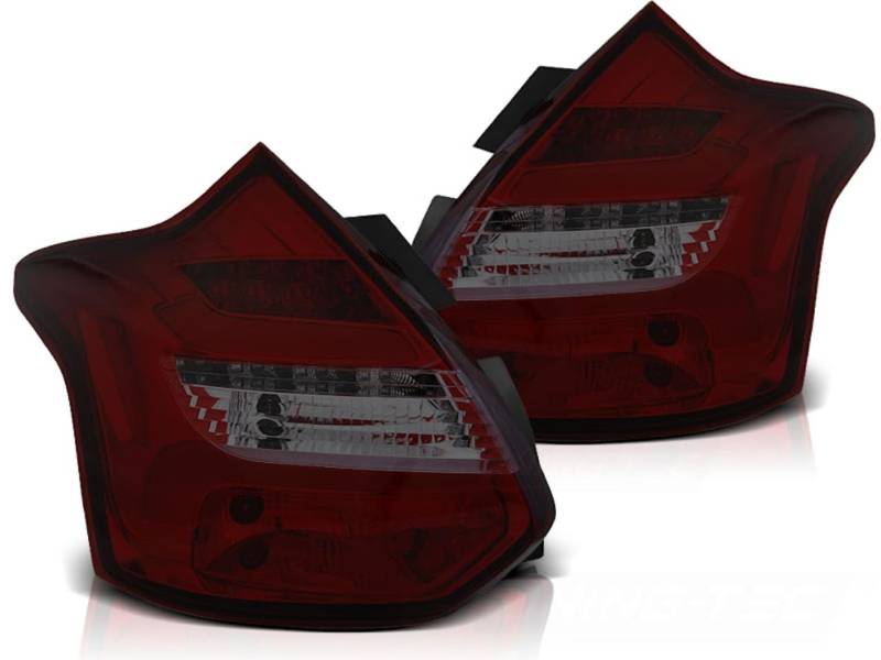 LED Lightbar Rückleuchten kompatibel mit Ford Focus 3 MK3 Bj. 04/2011-12/2014 nur passend für Fließheck (3 und 5 Türer) Rot/Smoke von LLCTOOLS