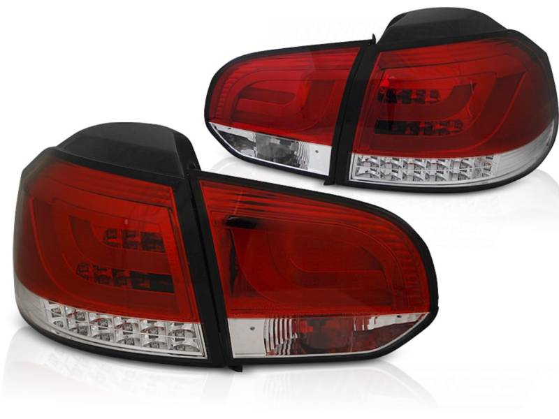 LED Lightbar Rückleuchten kompatibel mit VW Golf 6 (VI) Bj. 08-12 Rot/Chrom von LLCTOOLS