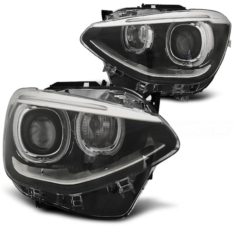 LED Tagfahrlicht Angel Eyes Scheinwerfer kompatibel mit BMW 1er F20/F21 11-14 schwarz von LLCTOOLS