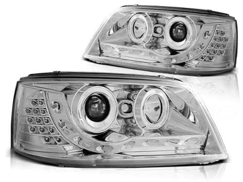 LED Tagfahrlicht Design Scheinwerfer kompatibel mit VW T5 03-09 chrom mit LED Blinker von LLCTOOLS