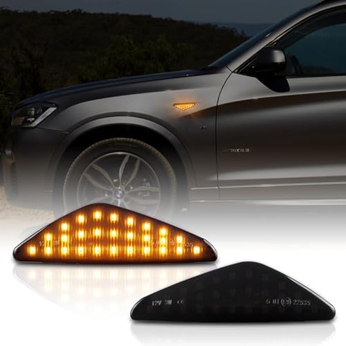 LLCTOOLS - Hell leuchtender LED Seitenblinker - LED Blinker Auto mit E-Prüfzeichen - Voll-LED Blinker mit CAN-Bus-Technologie - Passend für X3 F25, X5 E70, X6 E71, E72 - Komplettes Teil inkl. Gehäuse von LLCTOOLS