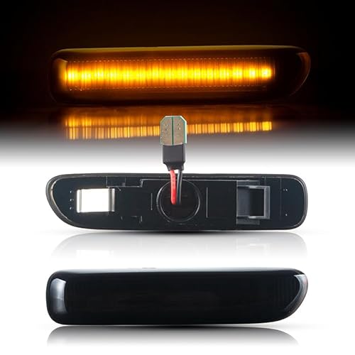 LLCTOOLS - Hell leuchtender LED Seitenblinker - LED Blinker Auto mit E-Prüfzeichen - Voll-LED Blinker mit CAN-Bus-Technologie - Passend für 3er E46 Limo Touring BJ 1998-2001 SCHWARZ von LLCTOOLS