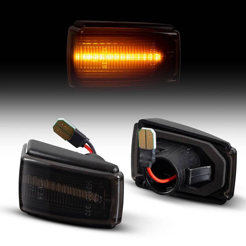 LLCTOOLS LED Seitenblinker Schwarz LED mit E-Zulassung 2x für Volvo 240 C70 260 V40 S40 V70 von LLCTOOLS