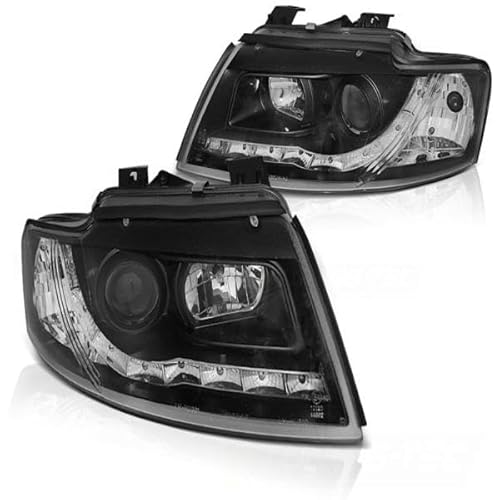 Scheinwerfer LED Tagfahrlicht Optik kompatibel mit A4 B6 Cabrio 8H 02-06 Schwarz nicht passend bei Fahrzeugen mit werkseitigem Xenon von LLCTOOLS