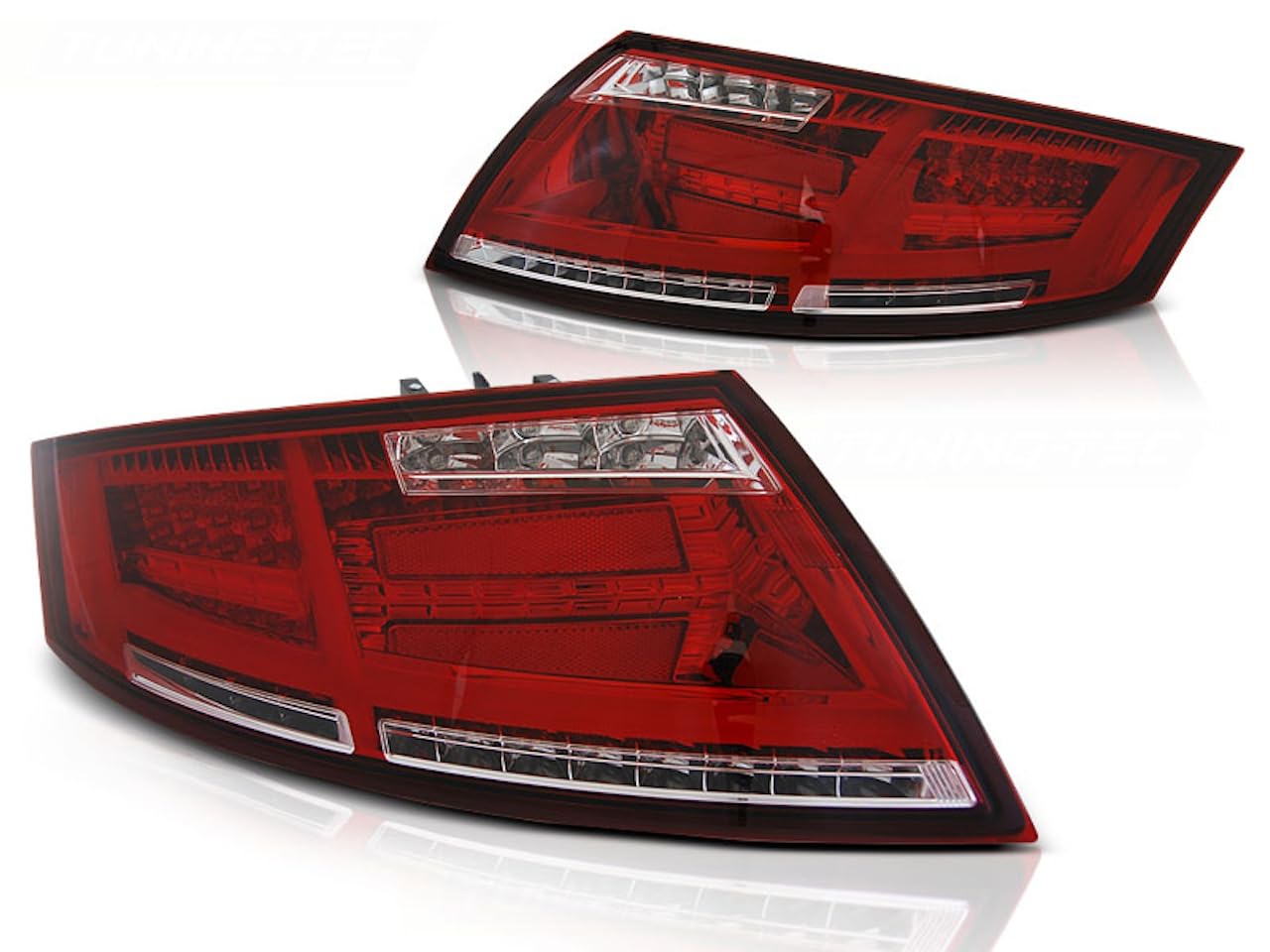 Voll LED Lightbar Rückleuchten kompatibel mit Audi TT 06-14 Rot/Chrom dynamischer Blinker von LLCTOOLS