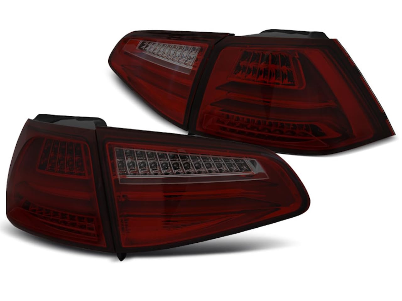 Voll LED Lightbar Rückleuchten kompatibel mit Golf 7 (VII) Limo Bj. 12-17 Rot/Smoke nicht passend für Facelift - Modelle ab Bj. 2017 nur passend bei Fahrzeugen mit werkseitigem Halogen Rückleuchten von LLCTOOLS