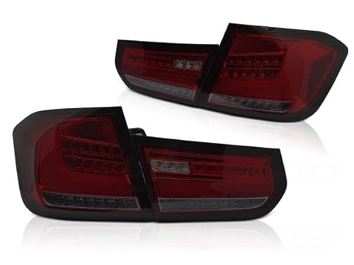 Voll LED Rückleuchten kompatibel mit BMW 3er F30 Limousine BMW 3er F35 Limousine Langversion Bj. 10/2011-10/2015 Rot/Smoke dynamischer Blinker von LLCTOOLS