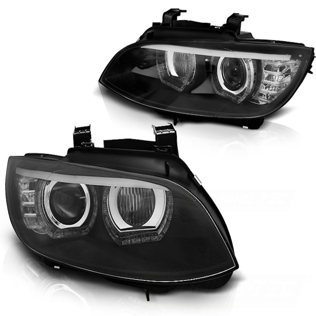 Xenon Scheinwerfer DRL LED Tagfahrlicht kompatibel mit BMW E92 E93 ohne AFS Bj. 05-10 BLACK von LLCTOOLS