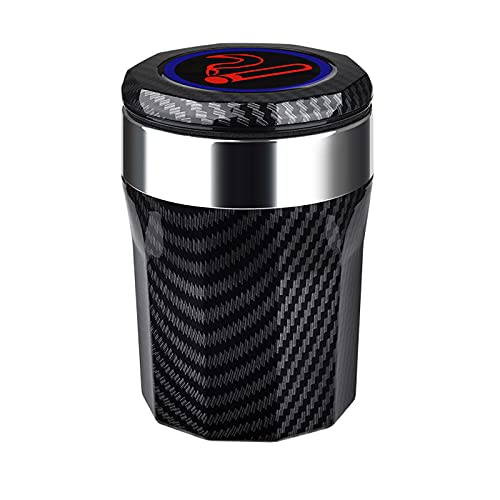 LLDDSS Auto Aschenbecher. Auto-Aschenbecher mit LED-Lichtern mit Cover Creative Persönlichkeit bedeckte Auto in der Auto-Multifunktionsauto-Lieferung (Color Name : Carbon Fiber Pattern) von LLDDSS