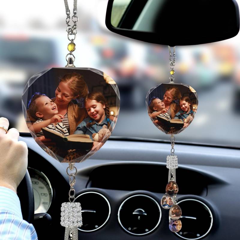 Personalisierte Foto Auto hängende Zubehör, benutzerdefinierte Auto Rückspiegel hängende Zubehör Kristall, benutzerdefinierte Auto Innenraum Ornament, von LLKCHQD