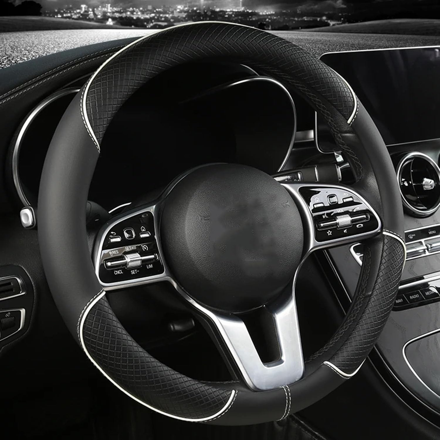 Auto Lenkradbezug,Für Mercedes Benz AMG GT C192 2023 2024,Anti Rutsch Atmungsaktiv Lenkradabdeckung Lenkradschoner Dekozubehör,C-White-Type O Auto Lenkradbezug,Für Mercedes Benz AMG GT C192 2023 2024,Anti Rutsch Atmungsaktiv Lenkradabdeckung Lenkradschoner Dekozubehör,C-White-Type O von LLL6zzzK