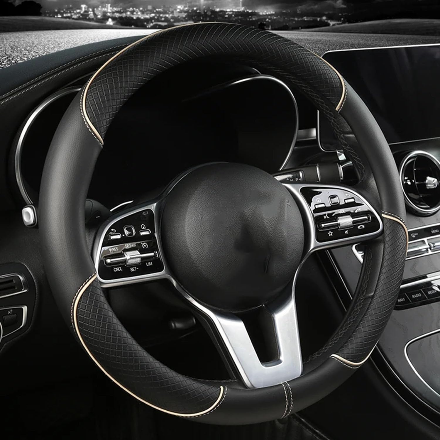 Auto Lenkradbezug,Für Mercedes Benz C-Class Cabriolet 2016-2023,Anti Rutsch Atmungsaktiv Lenkradabdeckung Lenkradschoner Dekozubehör,D-Brown-Type O Auto Lenkradbezug,Für Mercedes Benz C-Class Cabriolet 2016-2023,Anti Rutsch Atmungsaktiv Lenkradabdeckung Lenkradschoner Dekozubehör,D-Brown-Type O von LLL6zzzK