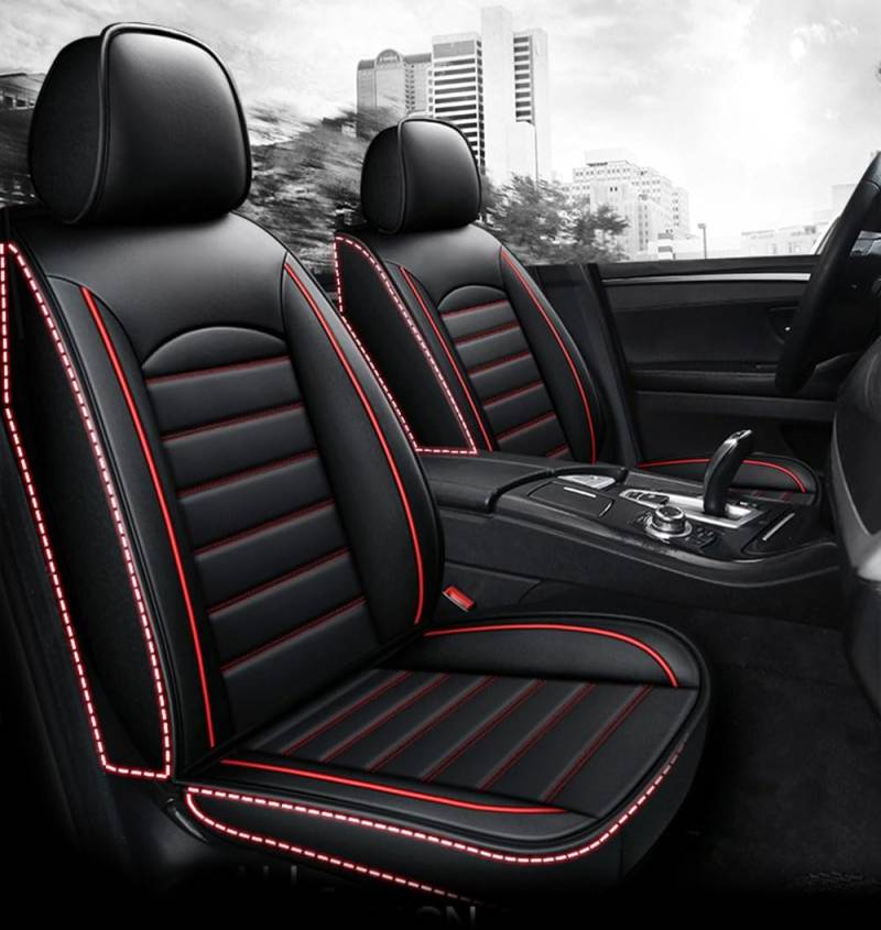 LLLyyyJ Auto Schonbezug Set für Alfa Romeo 8C Competizione 2007-2011 Leder Autositzbezüge Sitzschoner für Vordersitze und Rücksitze.,B-Black and red von LLLyyyJ