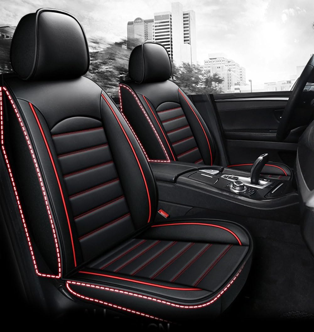 LLLyyyJ Auto Schonbezug Set für Audi S3 8PA Sportback 5-Door 2008-2012 Leder Autositzbezüge Sitzschoner für Vordersitze und Rücksitze.,B-Black and red von LLLyyyJ