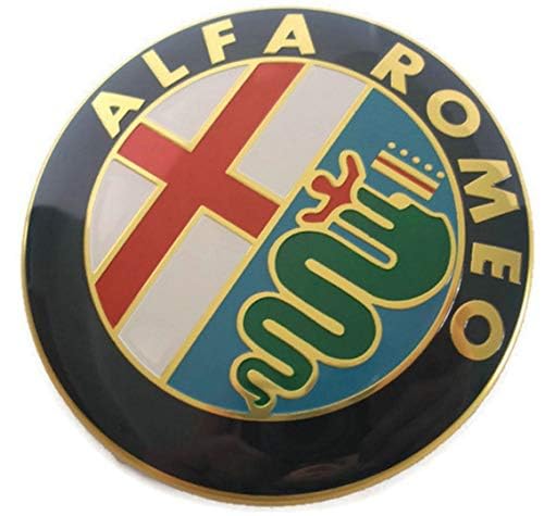 Auto Logo Emblem Badge für Alfa Romeo 147 156 159 Brera Mito,74mm,Frontklappe Kofferraum Heckklappen Logo Aufkleber Selbstklebend Karosserie Styling Anbauteile Zubehör von LLTSNT