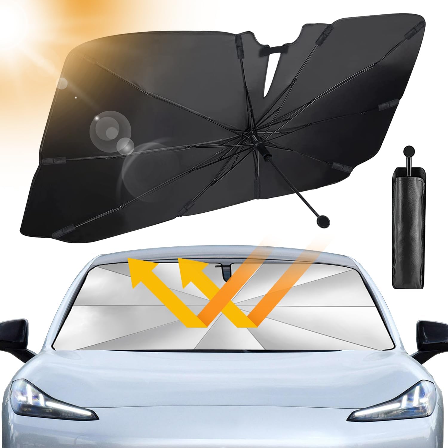 Auto Sonnenschutz Frontscheibe für Toyota RAV4 (XA50) 5. Gen 2020-2024,Auto Windschutzscheibe Sonnenschutz Regenschirm Faltbarer Sommer Sonnenschirm UV-Schutz Wärmeisolierung von LLTSNT