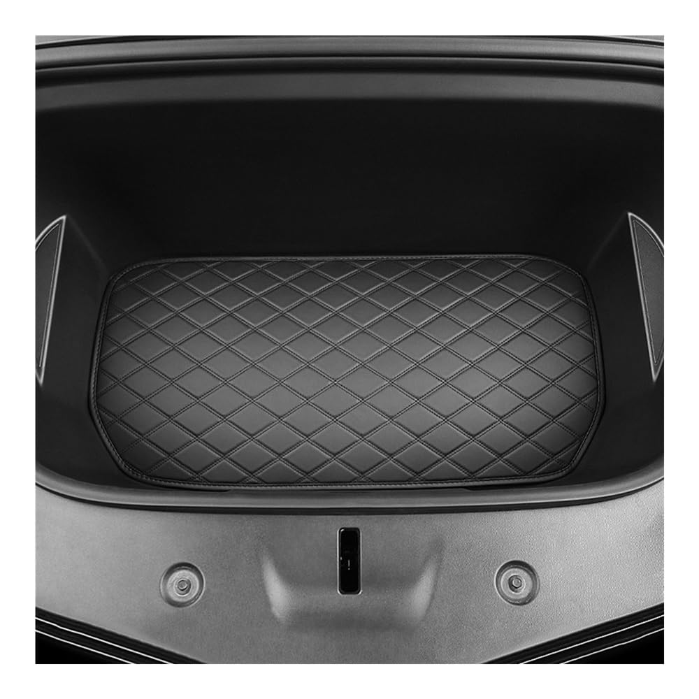 Auto Vorne/Hinten Stamm Matte Für Tesla Für Modell Y 2021 2022 2023 2024 Fracht Fach PU Schutzhülle Pad Zubehör Kofferraumwanne Kofferraummatte(Front Black) von LLYIXUAI