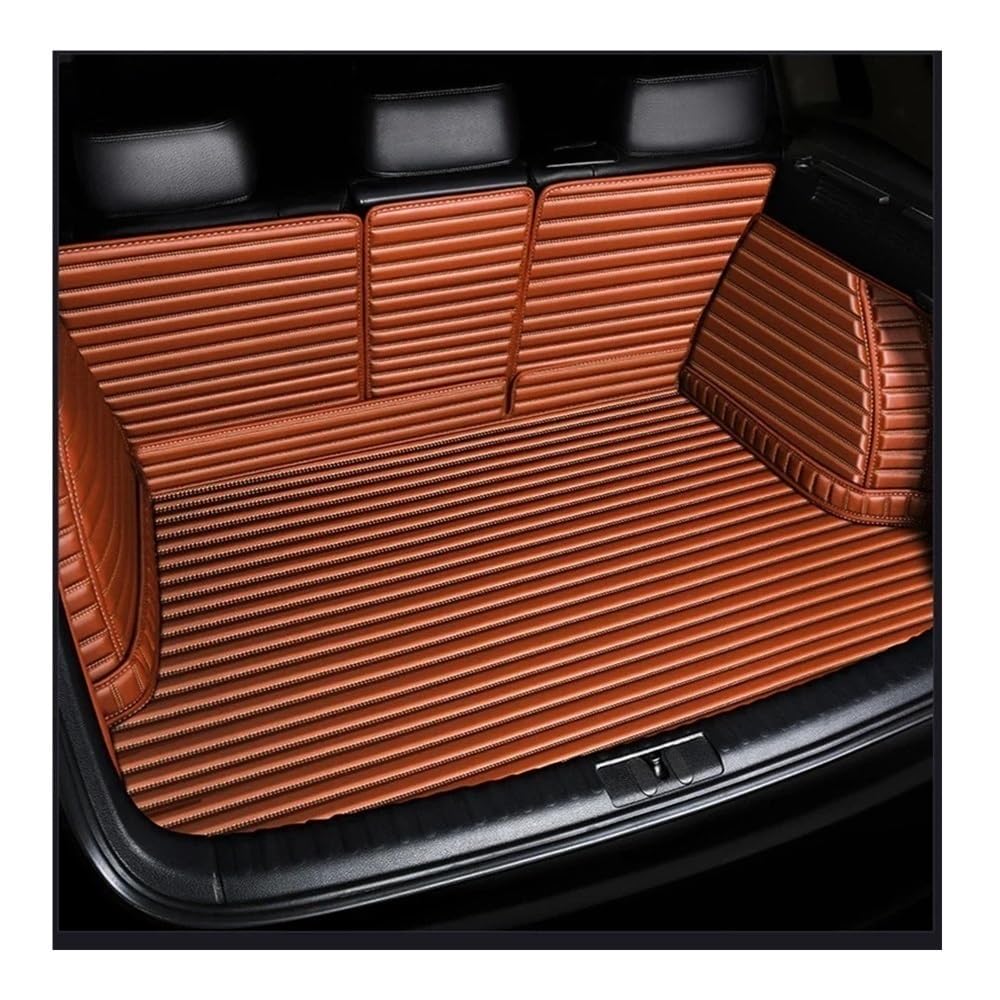 Für Avalon 2019 2020 2021 2022 Gestreiften Pu Vollständige Abdeckung Auto Kofferraum Matte Boot Liner Matten Zubehör Innen Kofferraumwanne Kofferraummatte(Brown) von LLYIXUAI