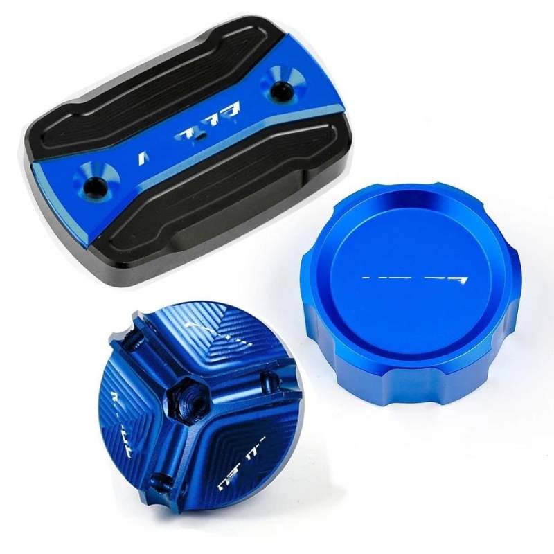 LLYIXUAI Für MT03 Für YZFR3 2015-2024 Motorrad Vorne Hinten Brems Flüssigkeit Reservoir Tank Abdeckung Öl Füllstoff Kappe Zubehör Vorne Hinten Brems Reservoir Abdeckung(Combo Blue) von LLYIXUAI