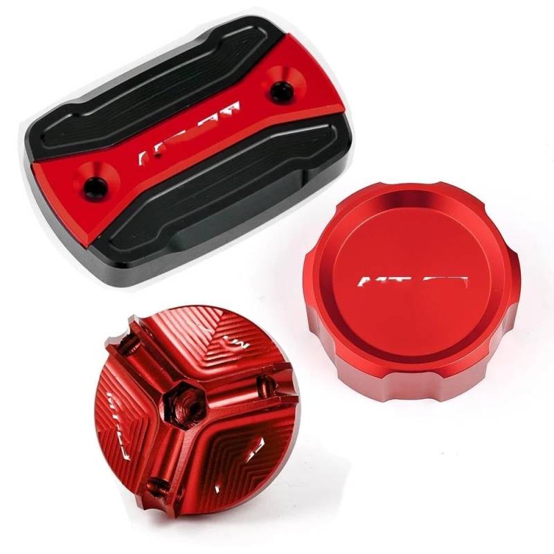 LLYIXUAI Für MT03 Für YZFR3 2015-2024 Motorrad Vorne Hinten Brems Flüssigkeit Reservoir Tank Abdeckung Öl Füllstoff Kappe Zubehör Vorne Hinten Brems Reservoir Abdeckung(Combo Red) von LLYIXUAI