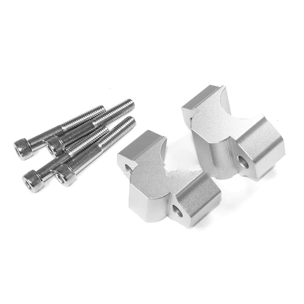 LLYIXUAI Motorrad Lenkererhöhung Für MT-09 2013-2020 Für XSR 900 2015 Motorrad Zubehör Lenker Riser Griff Bar Clamp Verlängern Adapter(Silver) von LLYIXUAI