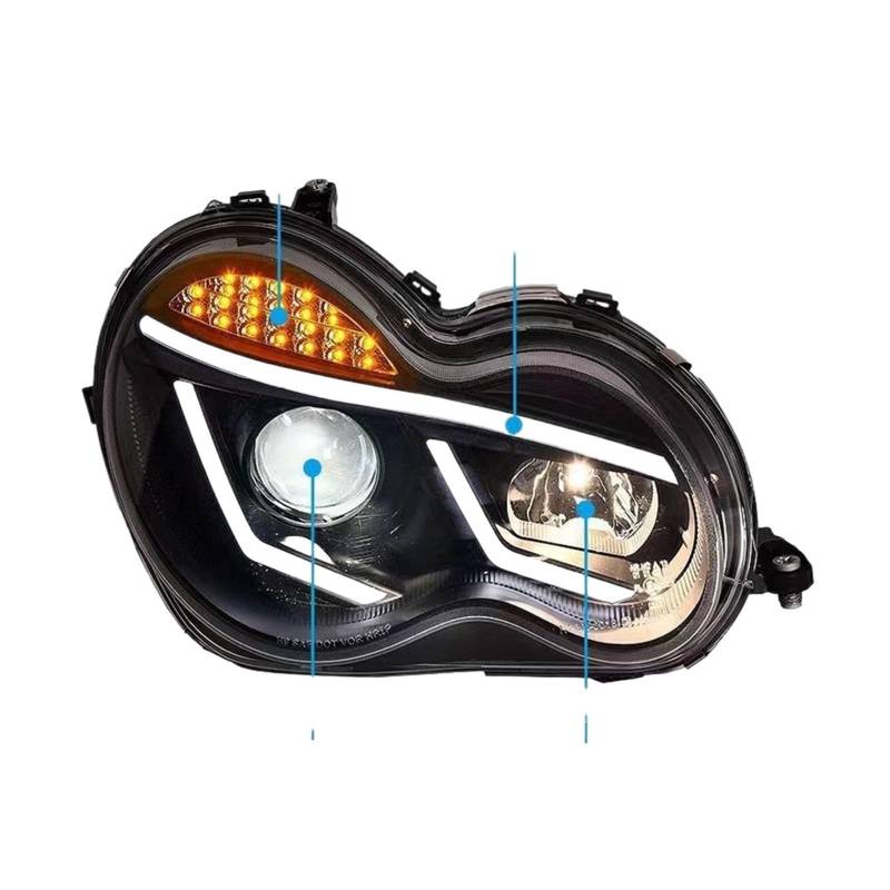 1 Paar LED-Scheinwerfer, kompatibel mit Mercedes-Benz W203 2000–2006, LED-Frontlicht, Nebelscheinwerfer, Blinker, Autozubehör(Halogen) von LLYUVXYJ