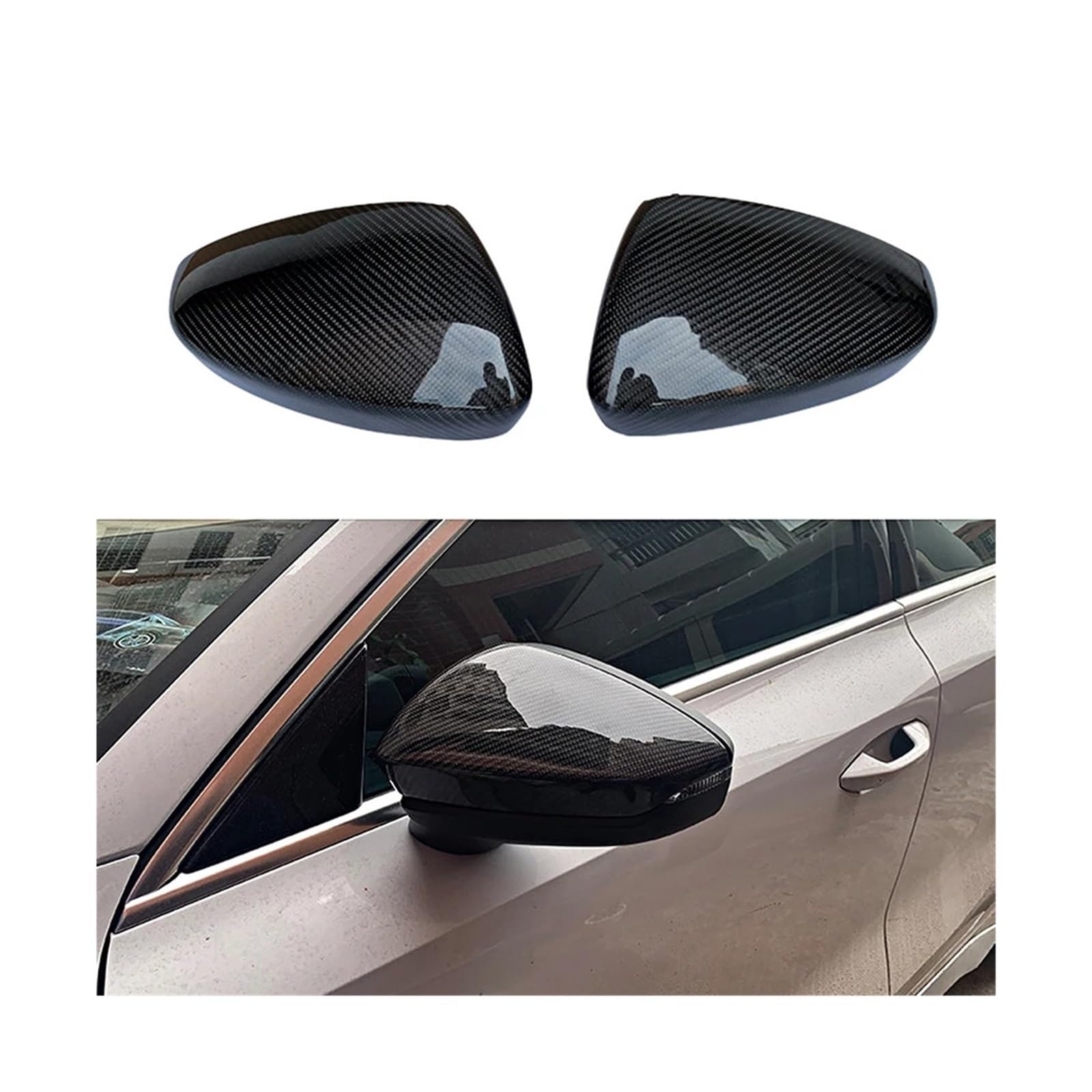 2 stücke Carbon Fiber Auto Auto Rückansicht Seiten Rückspiegel Abdeckung Shell Trim Kompatibel for Audi A3 A3L S3 RS3 8Y RS 3 2021(With Side Assist) von LLYUVXYJ