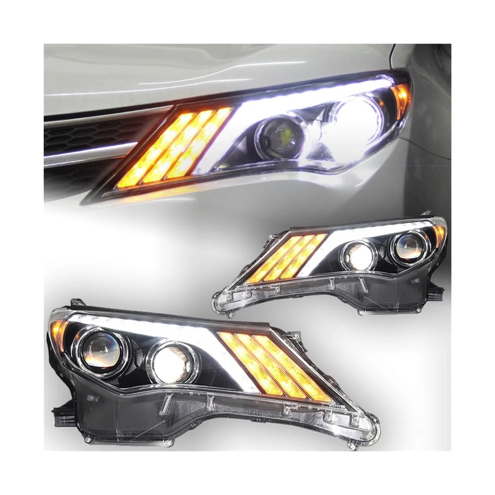 Auto Lichter Kompatibel for Toyota RAV4 LED Scheinwerfer 2014-2017 Rav4 Kopf Lampe Vorne Signal DRL Hid Bi xenon Automotive Zubehör(Headlight No Bulb) von LLYUVXYJ