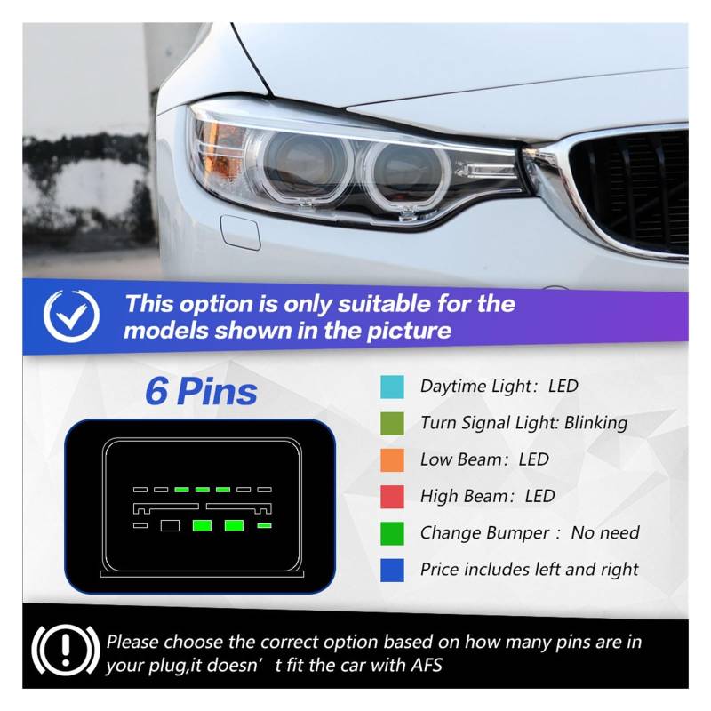 Auto Lichter for BMW F32 F36 M4 LED Scheinwerfer 2013-2019 4 serie 425i F82 M3 Kopf Lampe drl Projektor Objektiv Automotive Zubehör(2016-2019 6 pins) von LLYUVXYJ