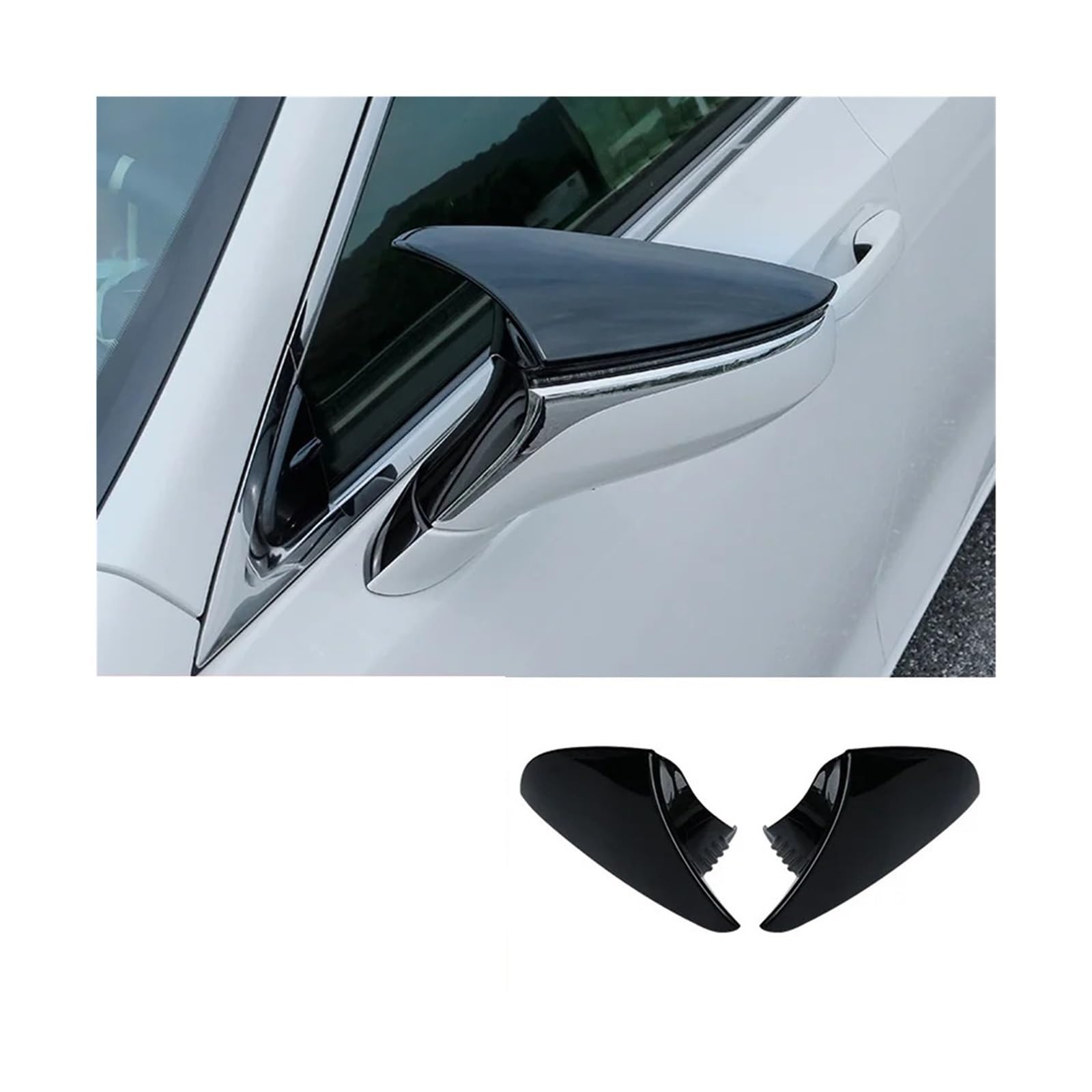 Auto-Rückspiegelabdeckung, Ochsenhorn, seitliche Rückspiegelschale, ABS, passend for Lexus ES200 260 300H 2018–2023 UX 2019–2023 Zubehör(Piano Black) von LLYUVXYJ